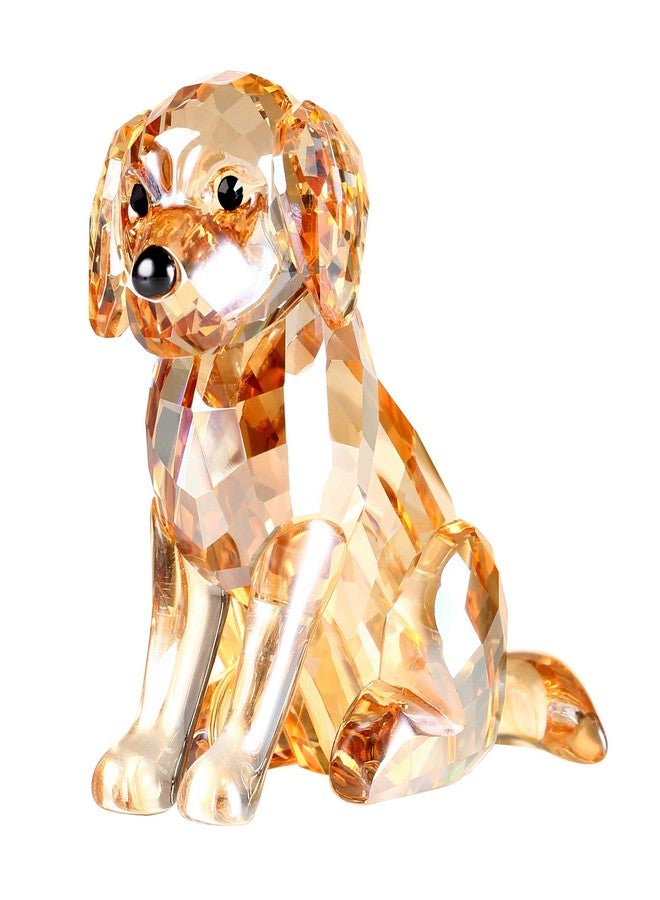 DOJOZ Crystal Labrador Dog Puppy Figurine Animals Lovely Craft Home Decor Ornaments Collectible Birthday Gifts (Gold) - Image 1